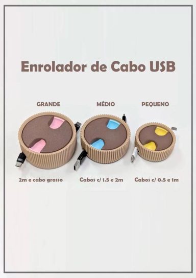 Enrolador e Organizador de Cabo USB