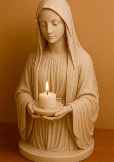Estátua de Maria para Vela LED